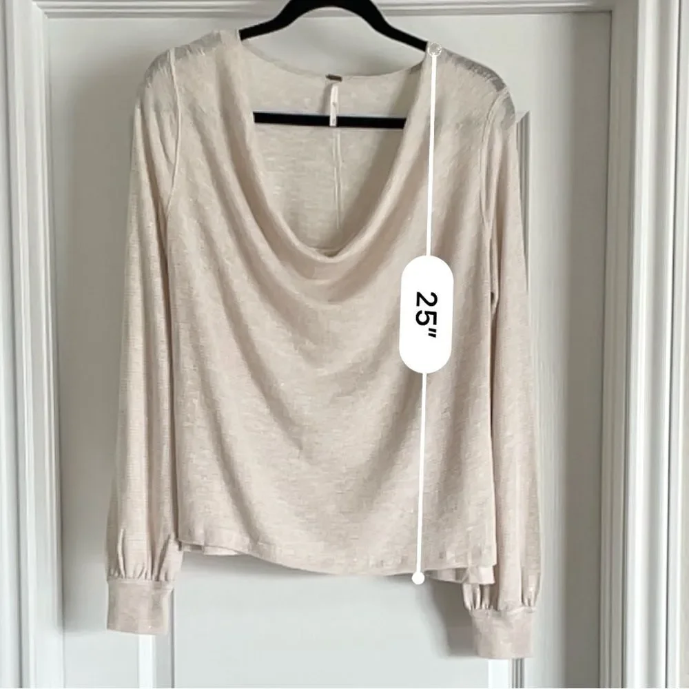 Free People Palmer Shimmer Stripe Blouson Top Cream Gold Size M